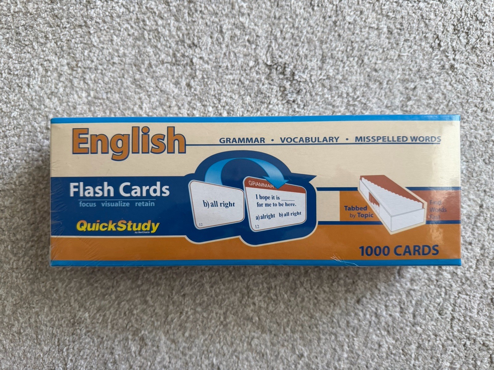 English Flash Cards: Grammar, Vocabulary, Misspelled Words; 1000 Cards