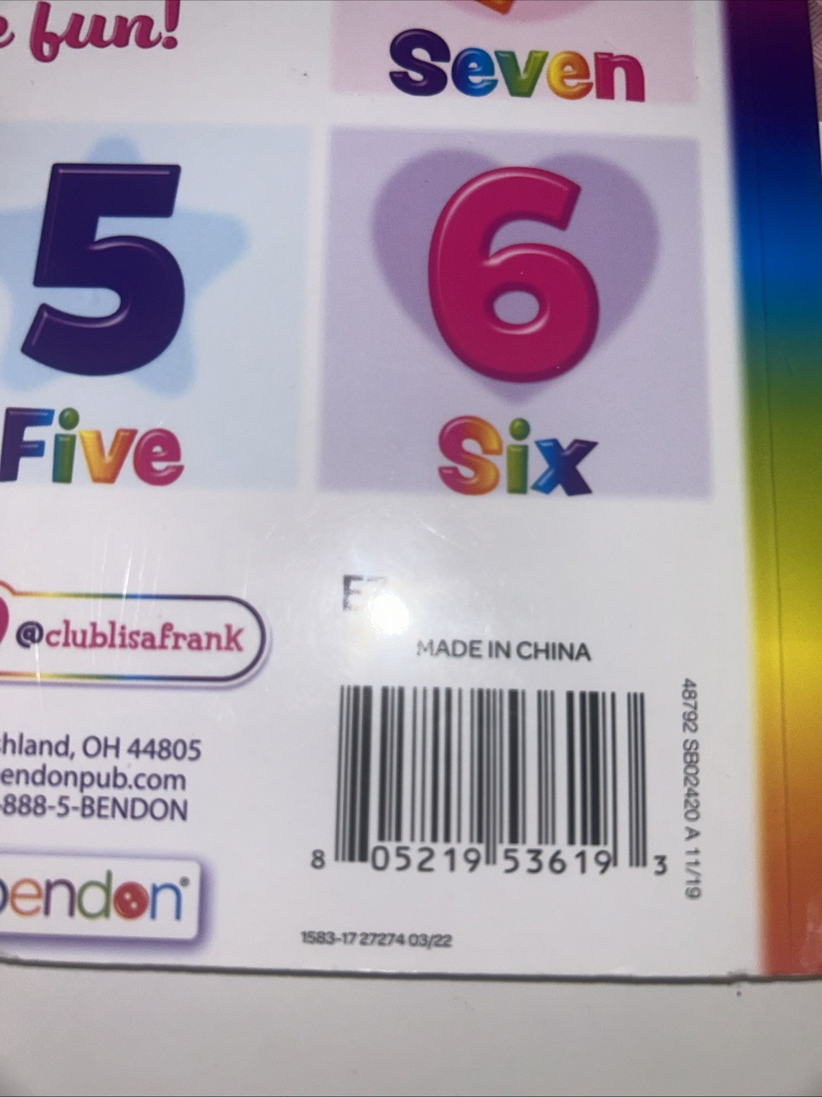 Countdown With Lisa Frank~Picture Book~Number Countdown~2022