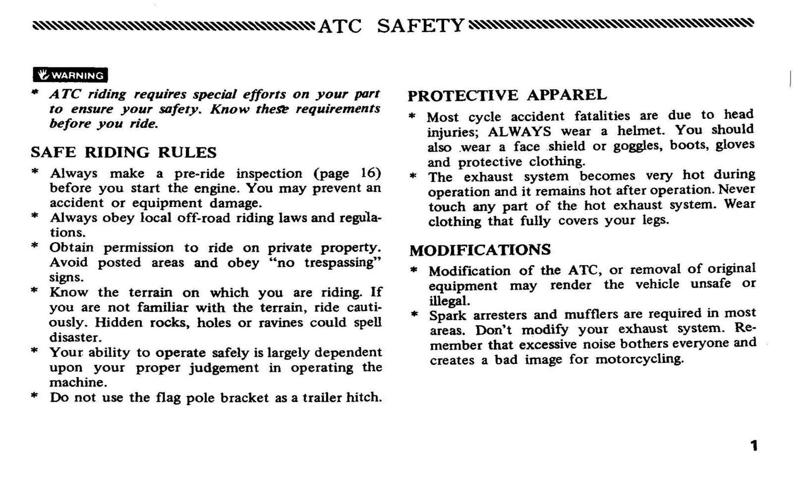 1982 Honda ATC110 Owner’s Manual 56 Pages