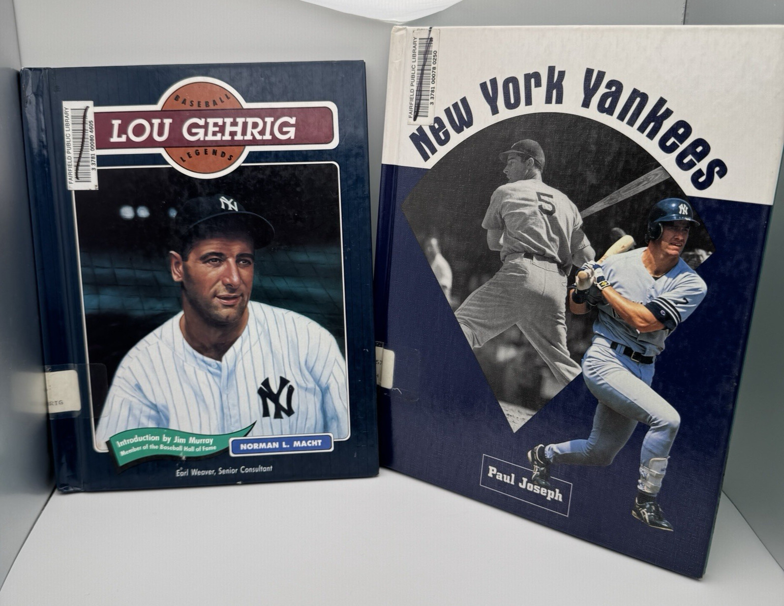 Lou Gehrig + New York Yankees Book MLB Baseball History ~ 2 Library Copy Books