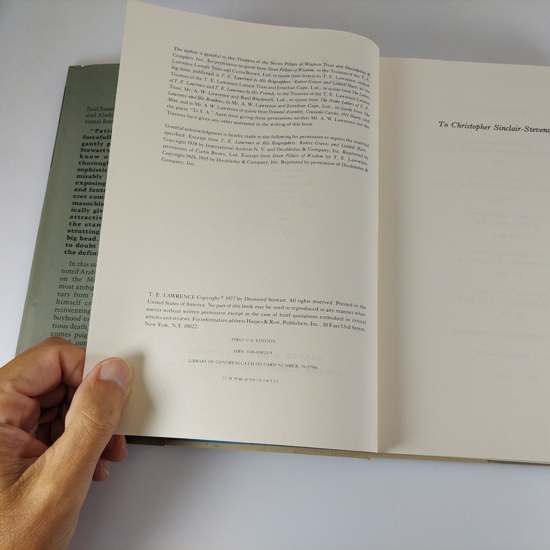 T. E. Lawrence A New Biography Desmond Stewart 1977 Harper & Row 1st Print HCDJ