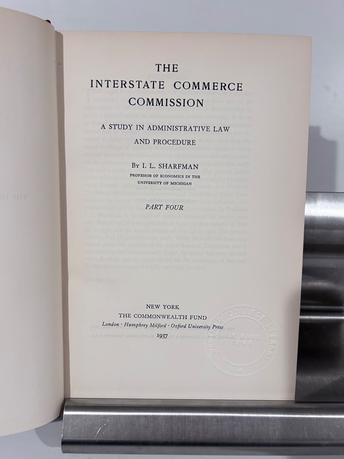 Sharfman: Interstate Commerce Commission, Commonwealth Fund 1931, 5 Vols.