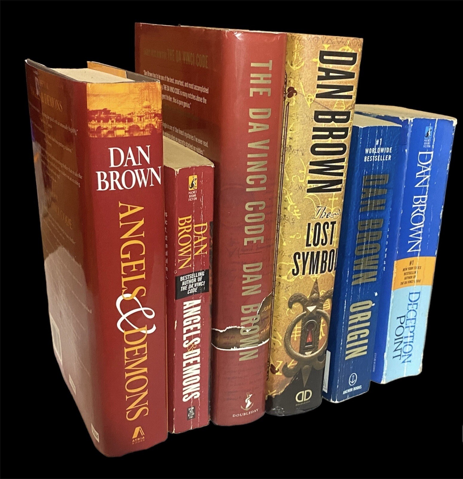 Lot of 6 DAN BROWN Books 3 Hardcover, 3 Paperback Robert Langdon Series