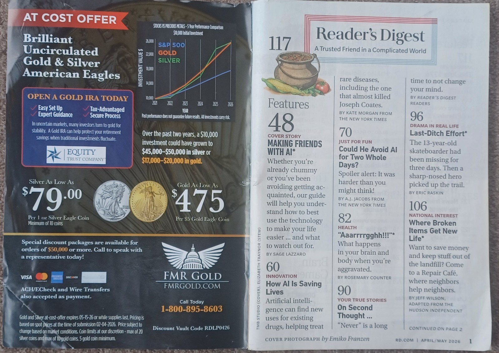Reader’s Digest Large Print Magazine April May 2026 Making Friends with AI
