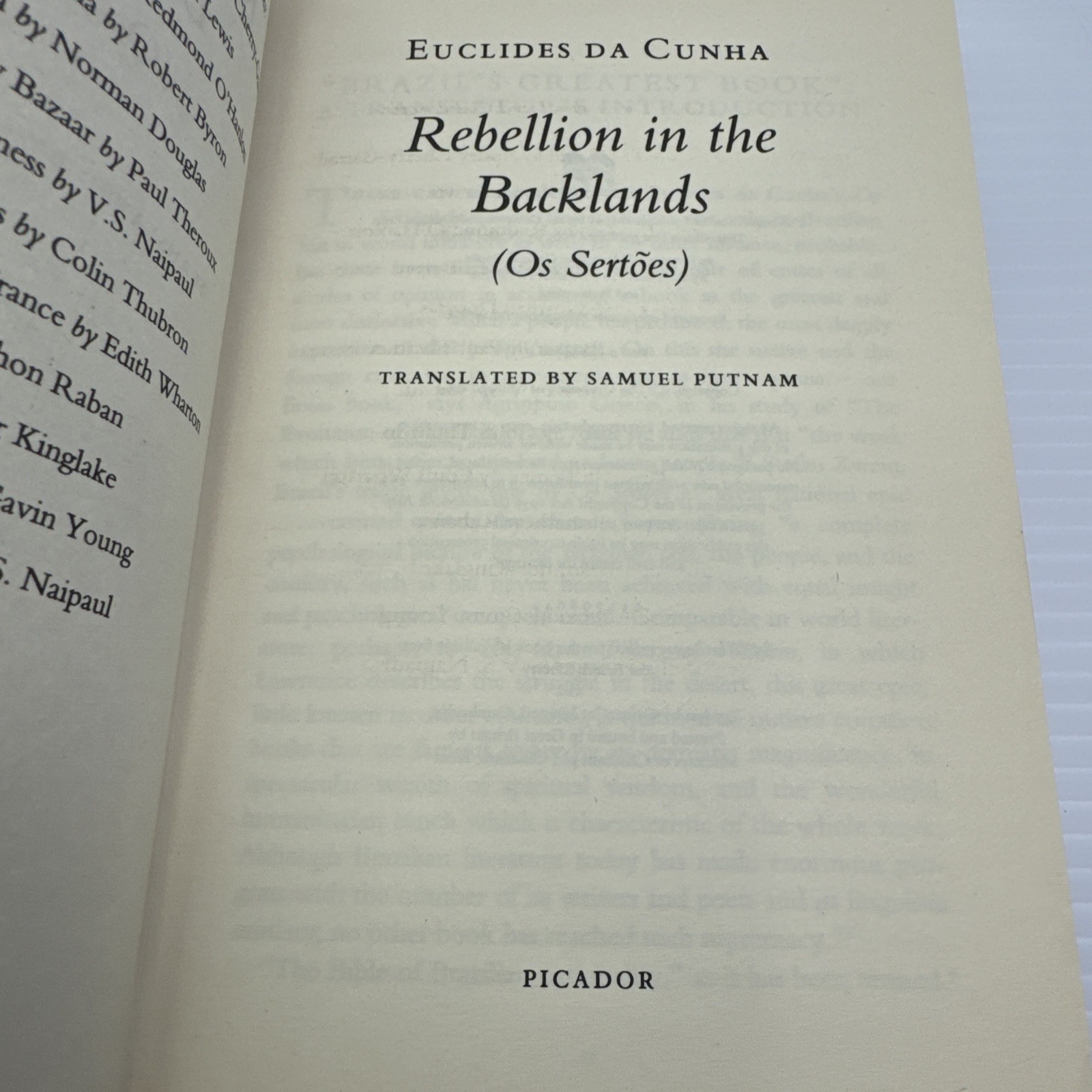Rebellion in the Backlands Euclides Da Cunha Hardcover 1995 Picador Book History