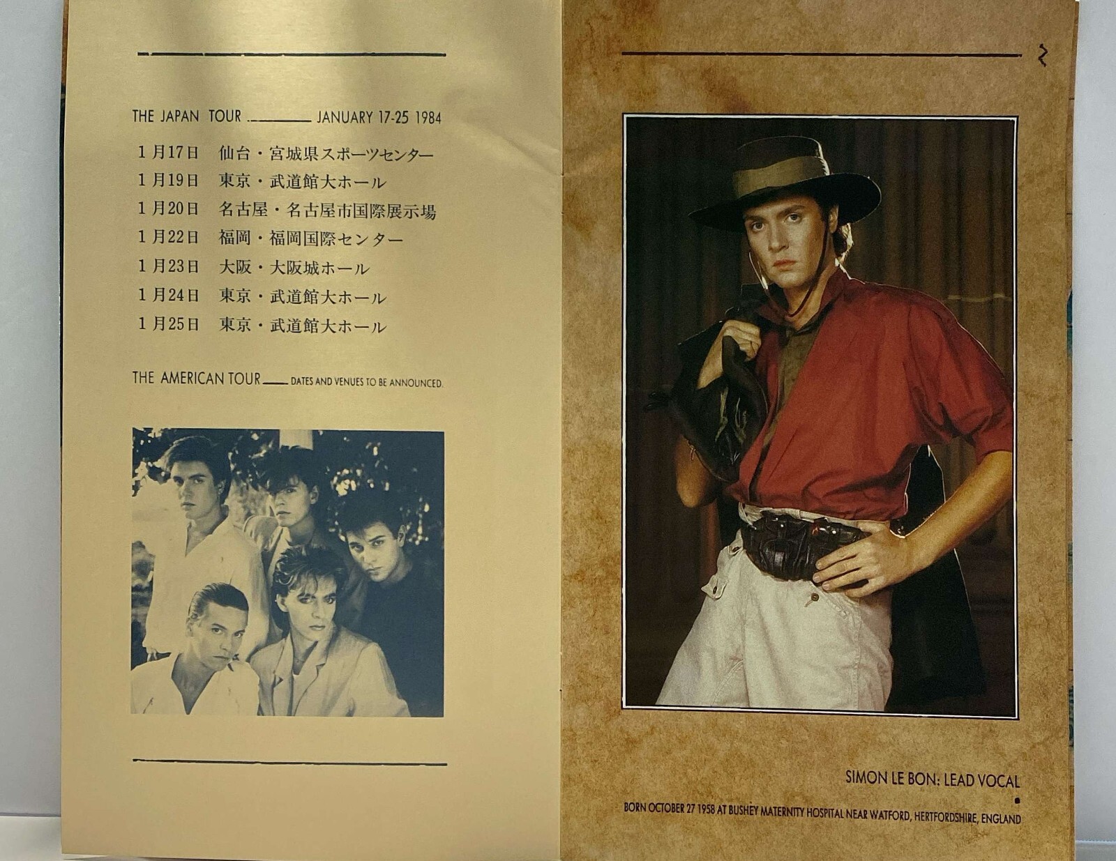 Duran Duran – Seven and the Ragged Tiger RARE! Japan – Program Tourbook – 12p