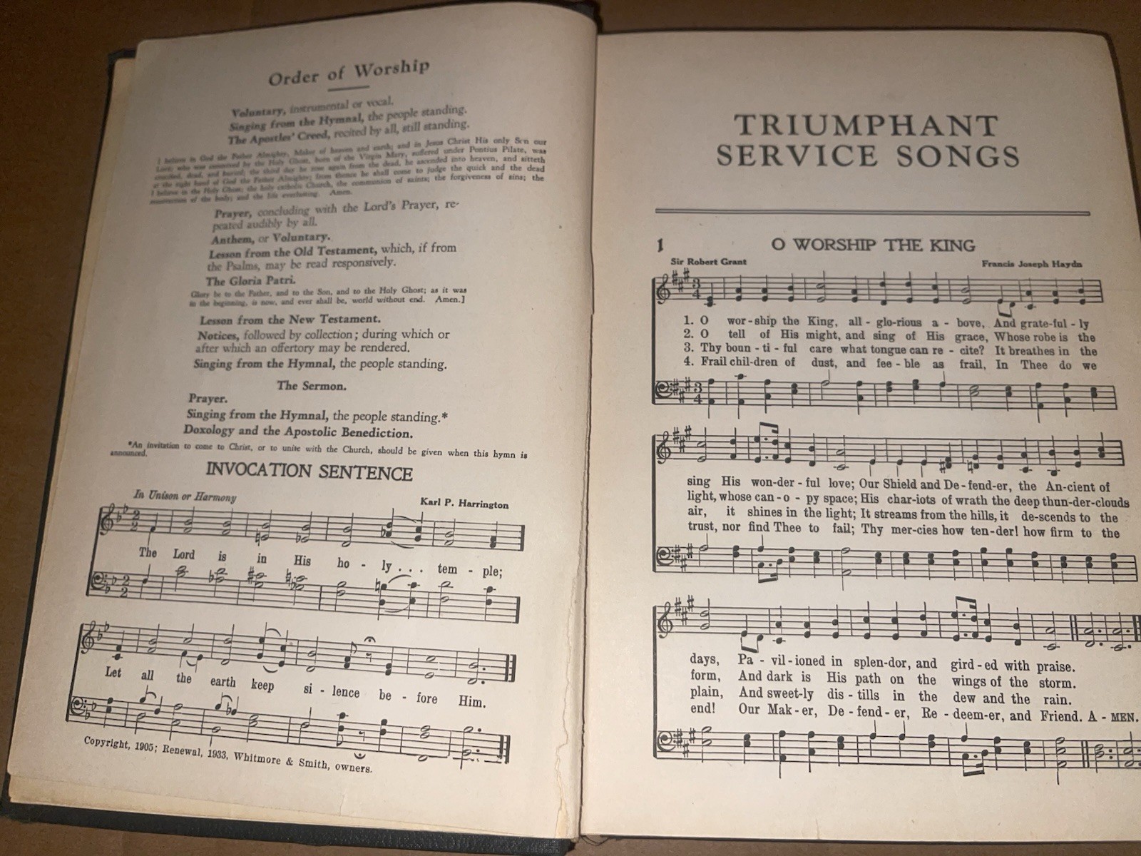 Triumphant Service Songs 1934 Song Book Hymnal Hardcover 291 Pages