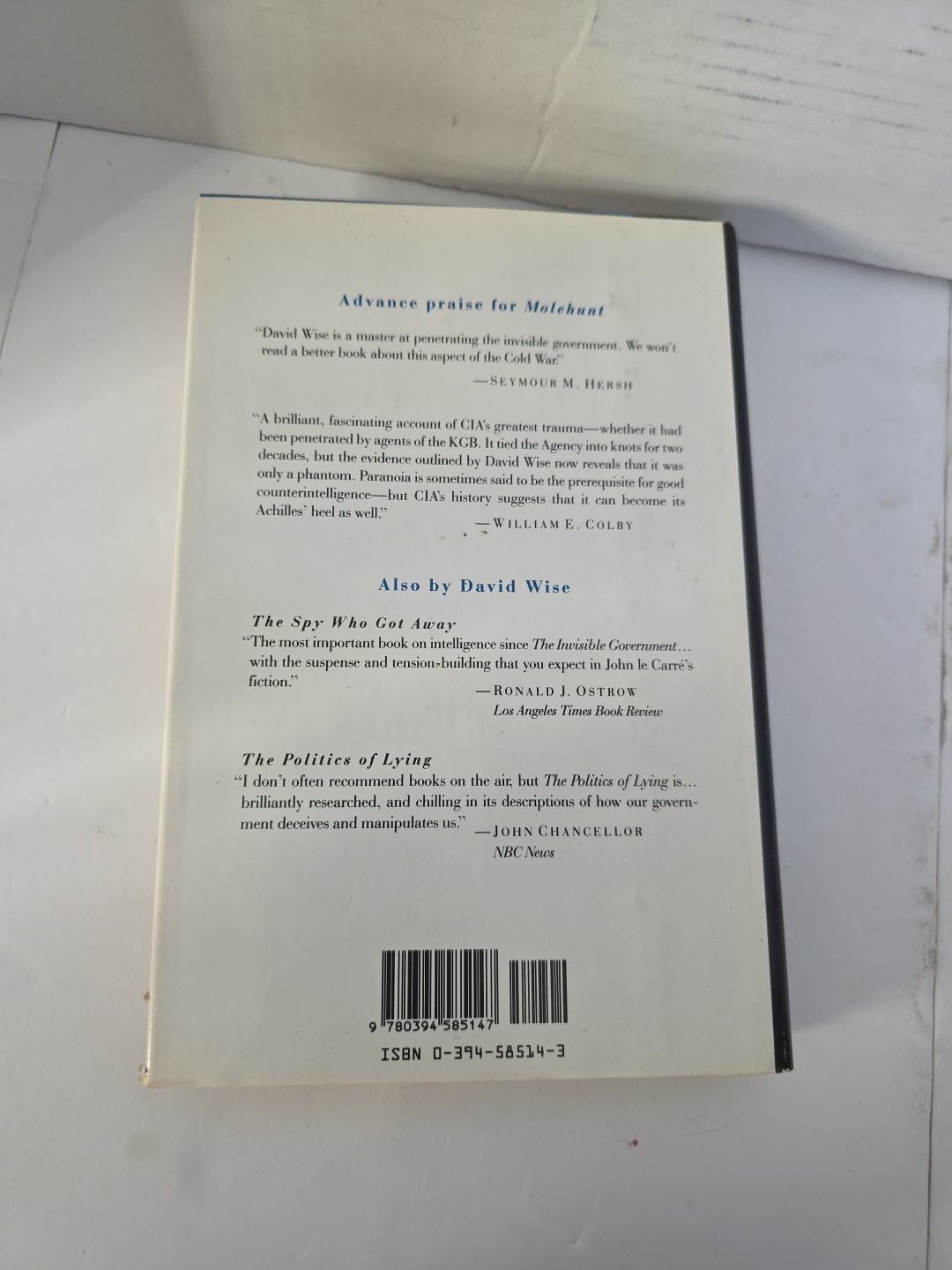 Molehunt: The Secret Search for Traitors That Shattered the CIA GOOD