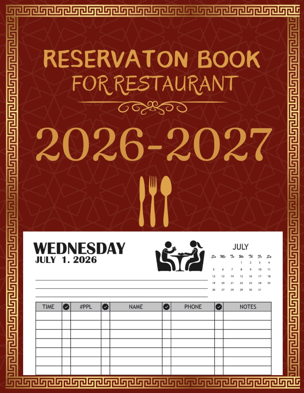 Reservation Book for Restaurant 2026-2027: 365 Day Guest Booking Diary, Full