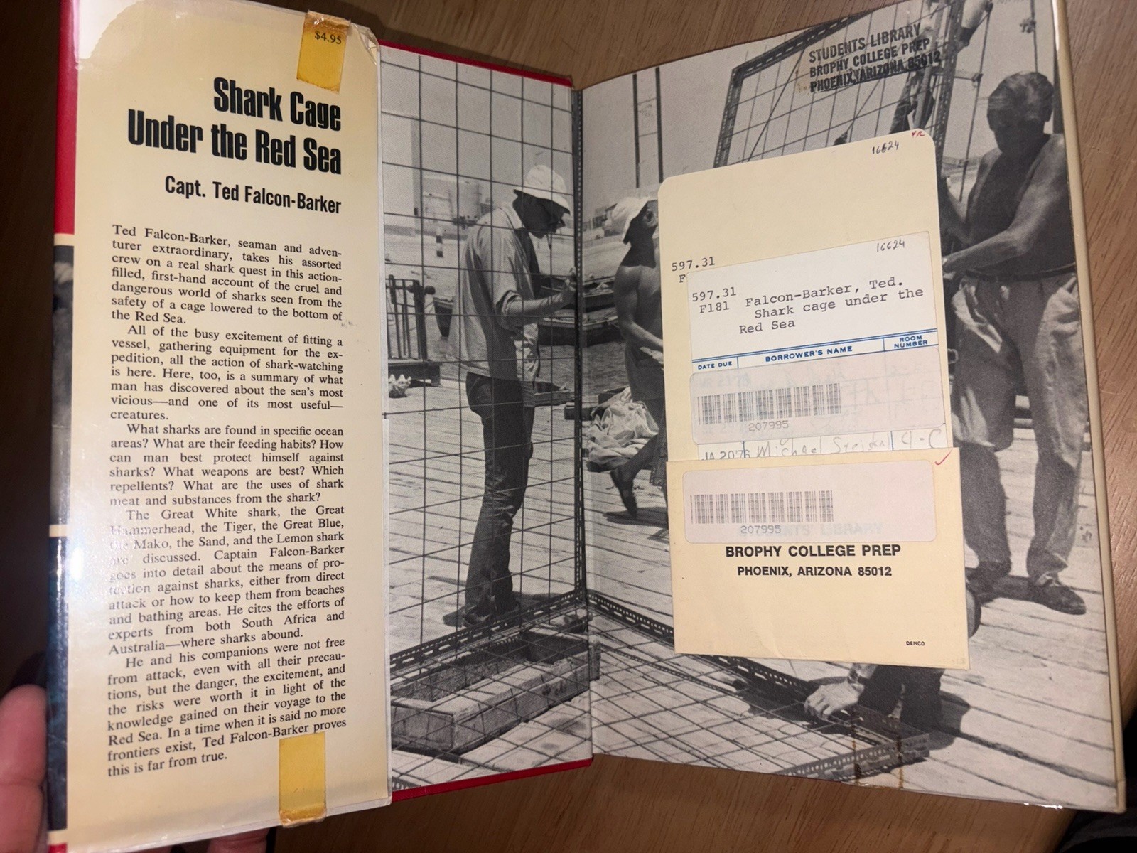 Shark Cage Under the Red Sea Ted Falcon-Barker 1969 HCDJ 1st Ex-Lib