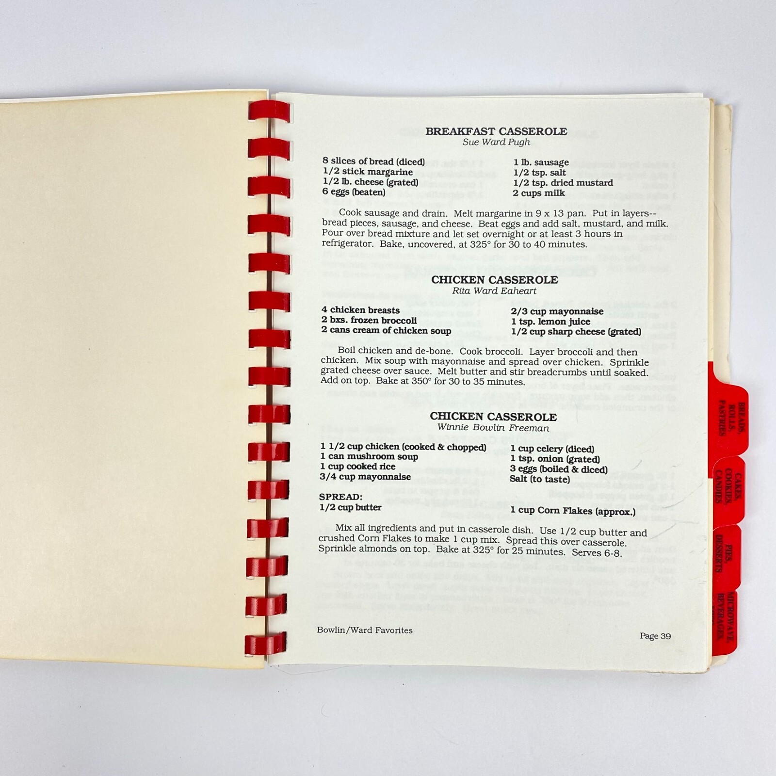 Vintage 1992 Sharing Our Best Recipe Cookbook Bowlin Ward Favorites