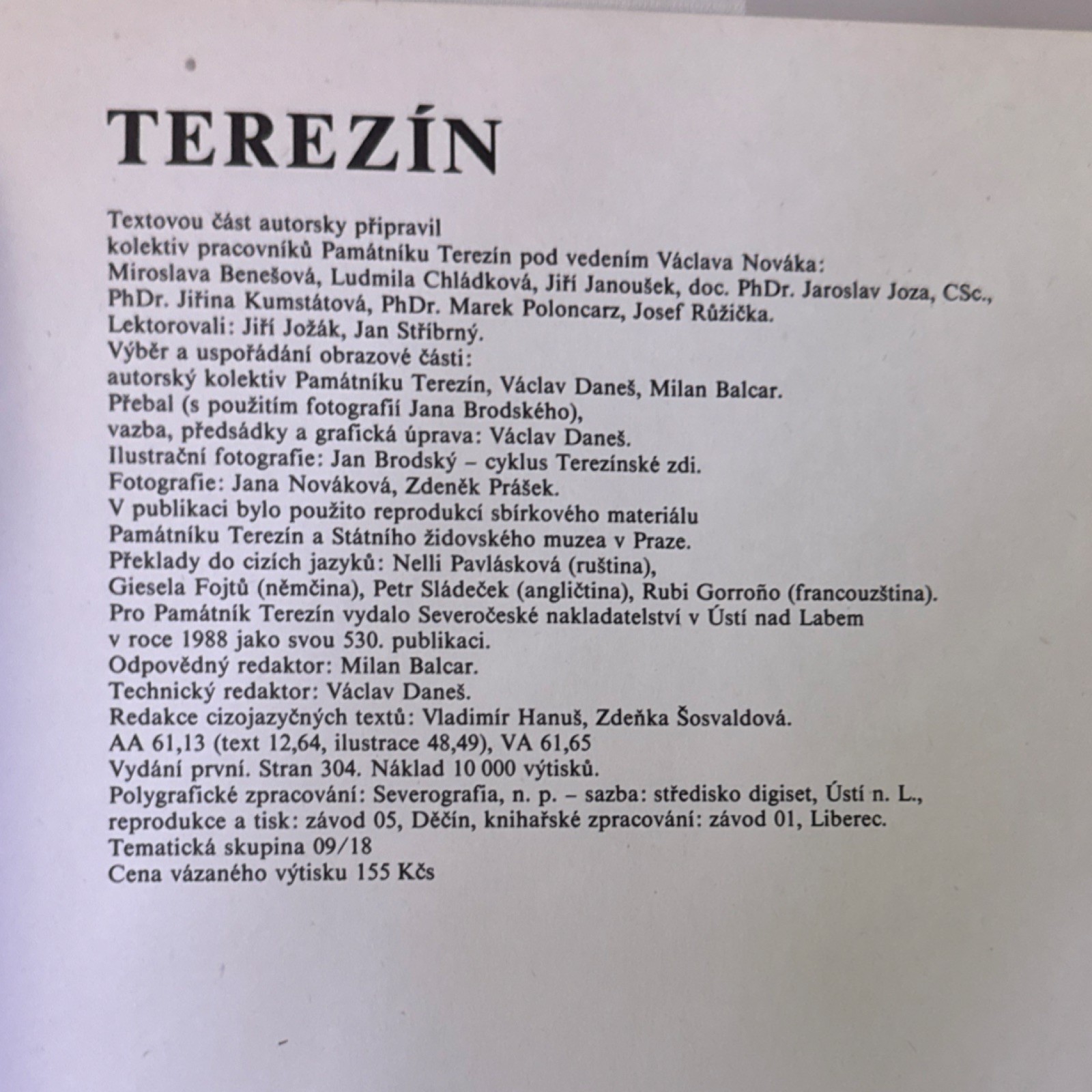 Terezín – Památník Terezín 1st Ed 1988 Illustrated Czech/Ger/Rus WWII Holocaust
