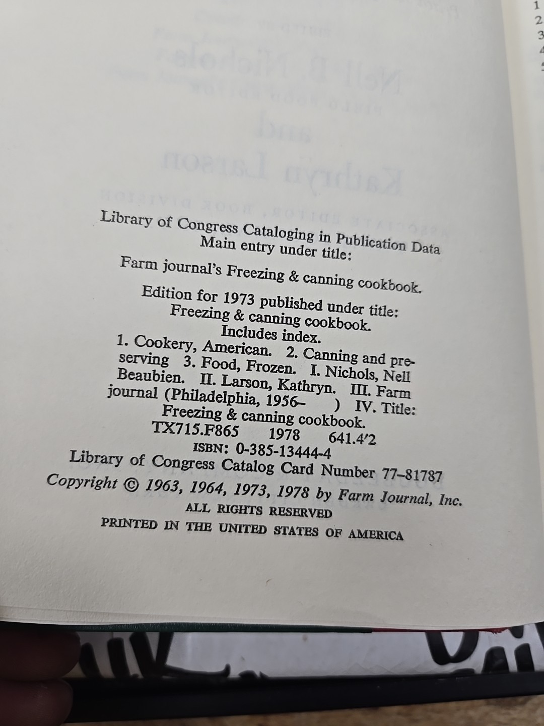 Farm Journal’s Freezing and Canning Cookbook Recipes 1978 Revised Vintage