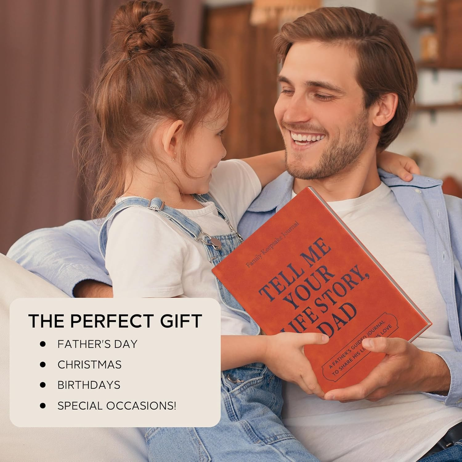 Dad Tell Me Your Life Story Leather Journal (Hardcover) – a Family Heirloom Keep