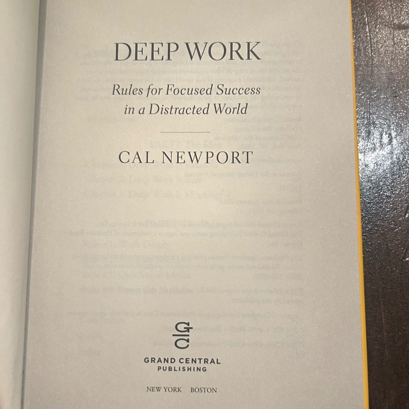 Deep Work Grand Central Publishing Hardcover Cal Newport Productivity Self-Help