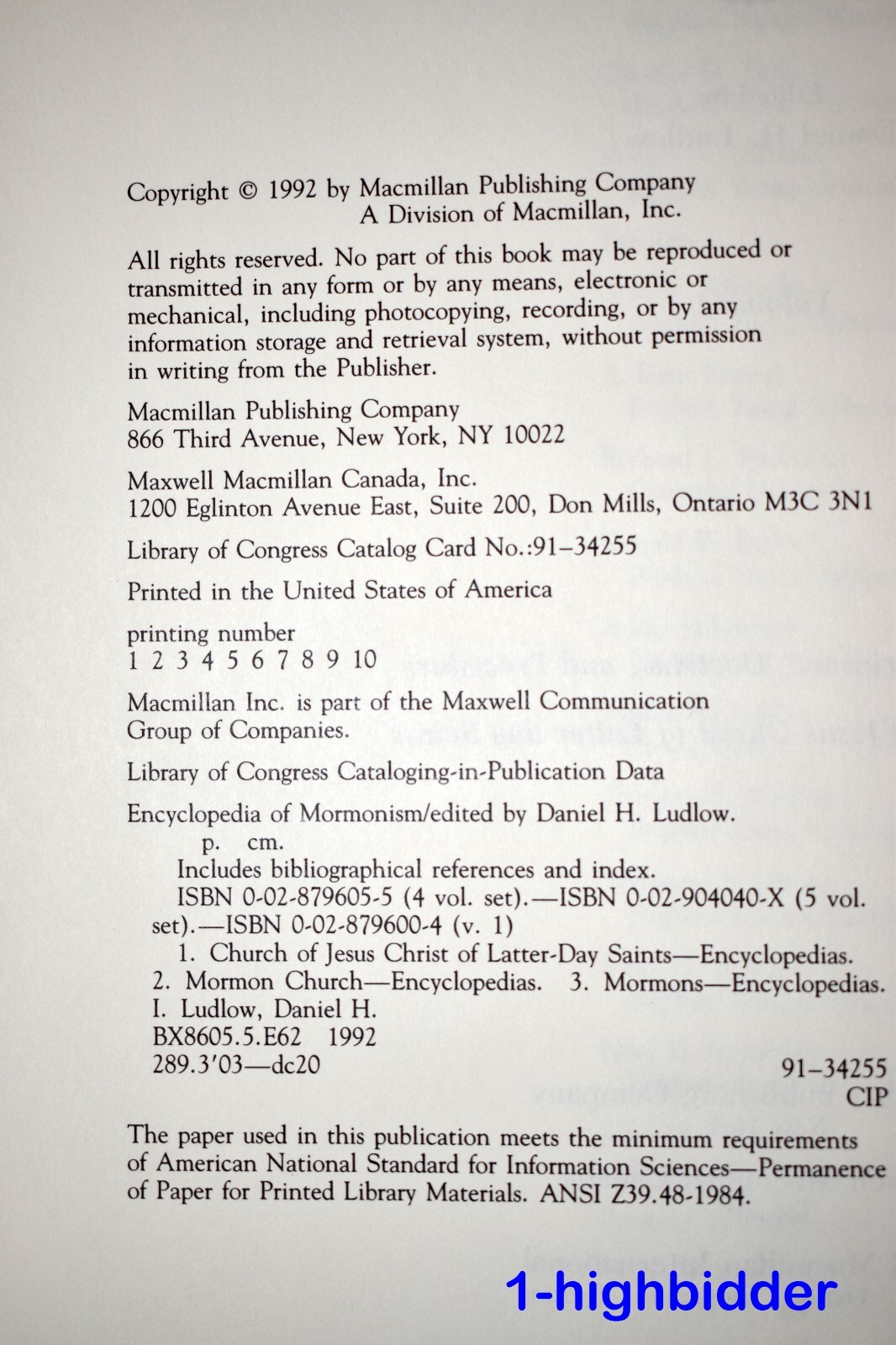 Encyclopedia of Mormonism Complete Set Volume 1-5 Daniel H. Ludlow Mormon LDS