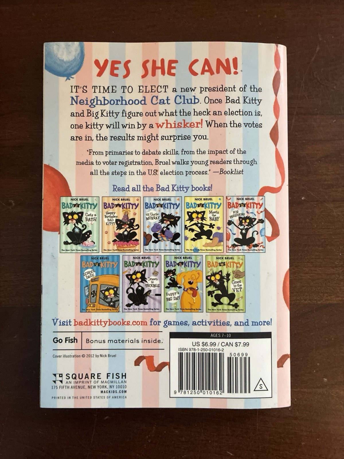 Bad Kitty for President by Nick Bruel 2012 Roaring Brook Press Paperback Book
