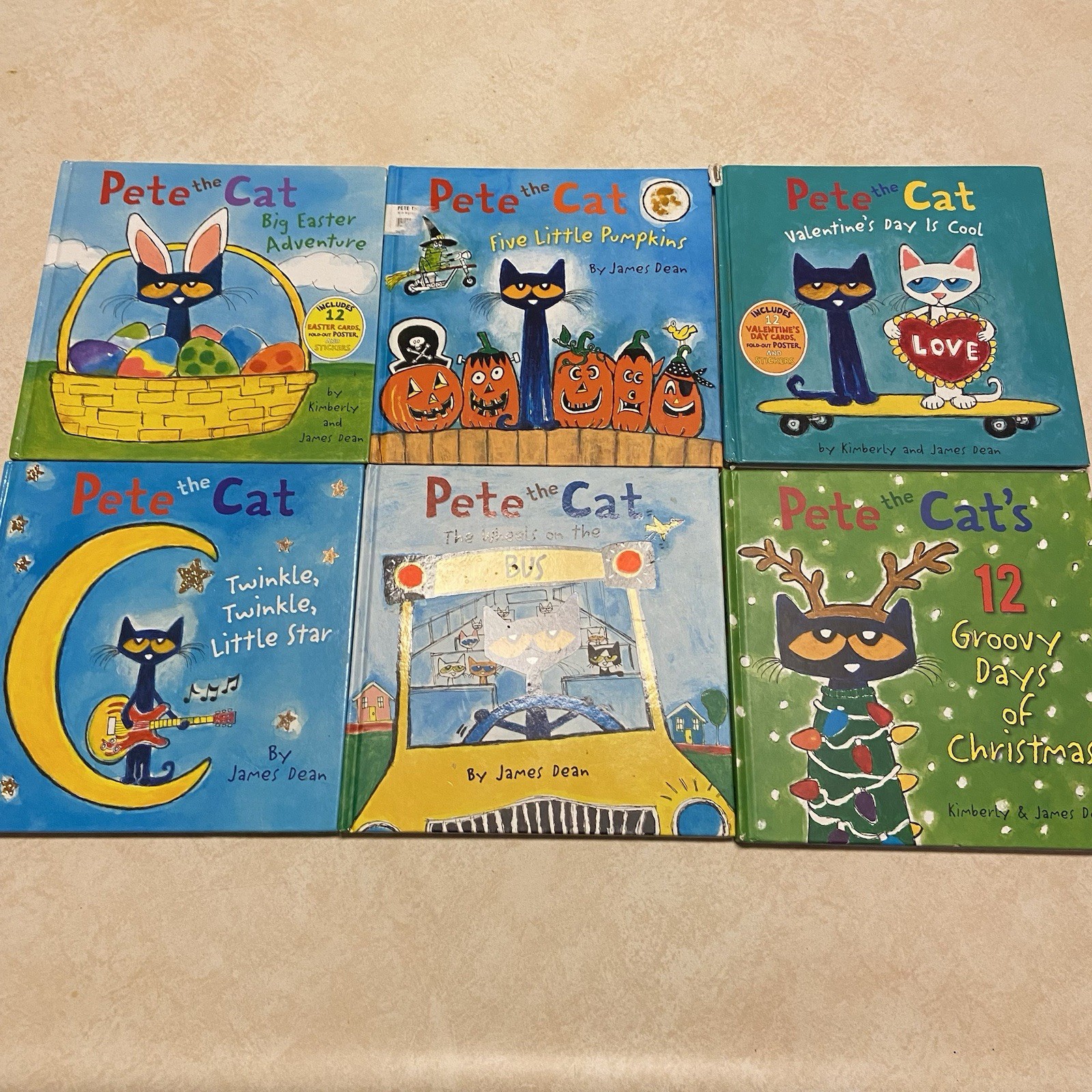 Pete The Cat Books Lot Of 6 Large Hardcover Picture Kids Easter Halloween Xmas