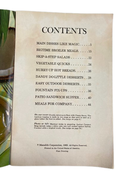 1969 Shortcut Cooking Paperback Meredith Corporation