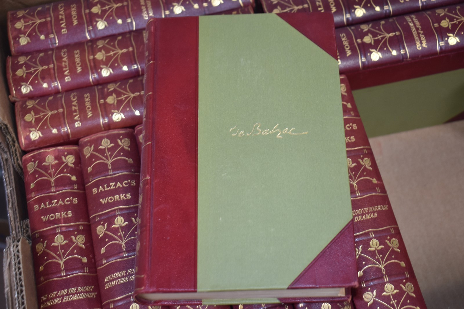 Lot of 16 Kelmscott Society Honore de Balzac set (Partial Red Leather,hardcover)