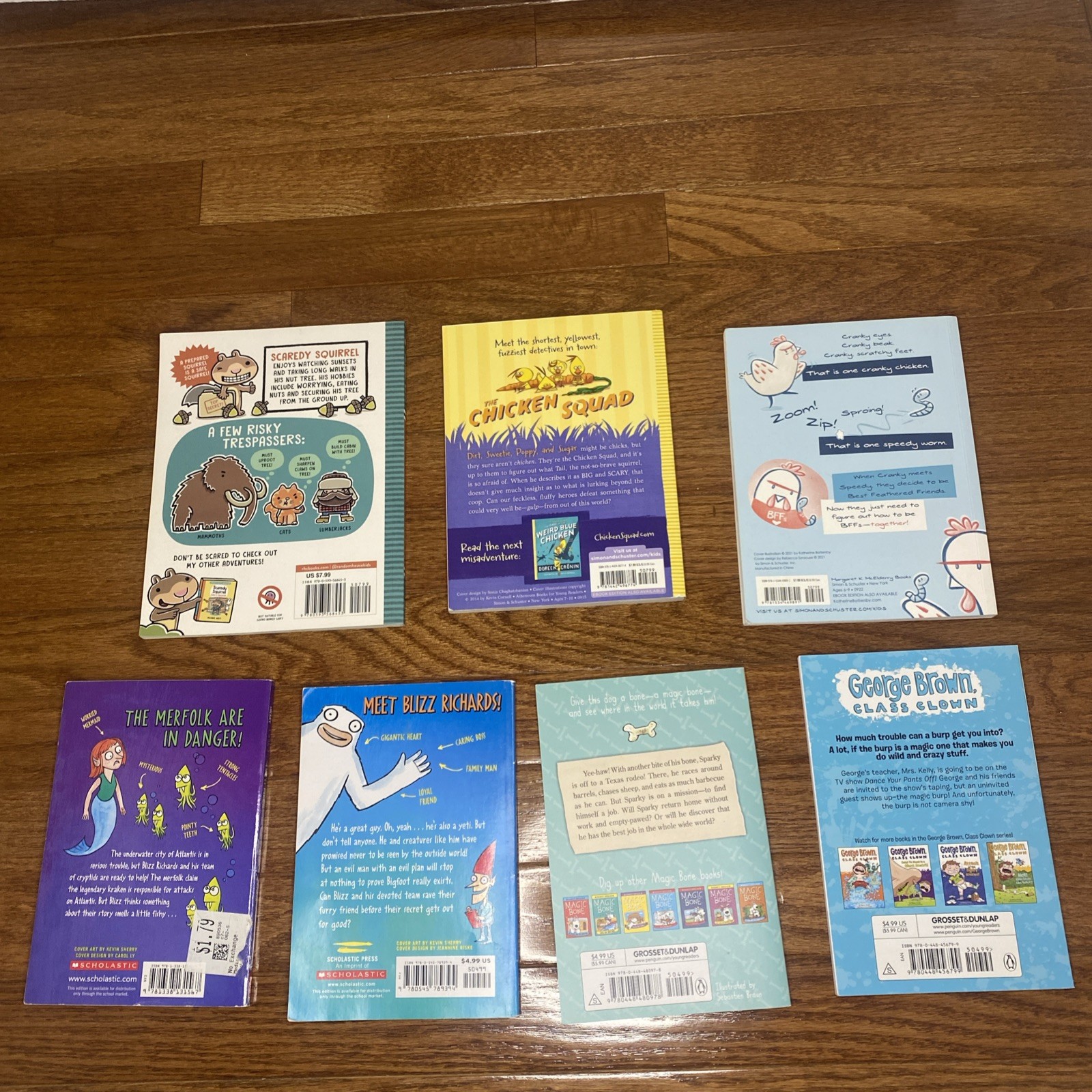 Lot of 7 Kids Children’s Books Ages 6-9 Yeti Files Cranky Chicken Squad Scaredy