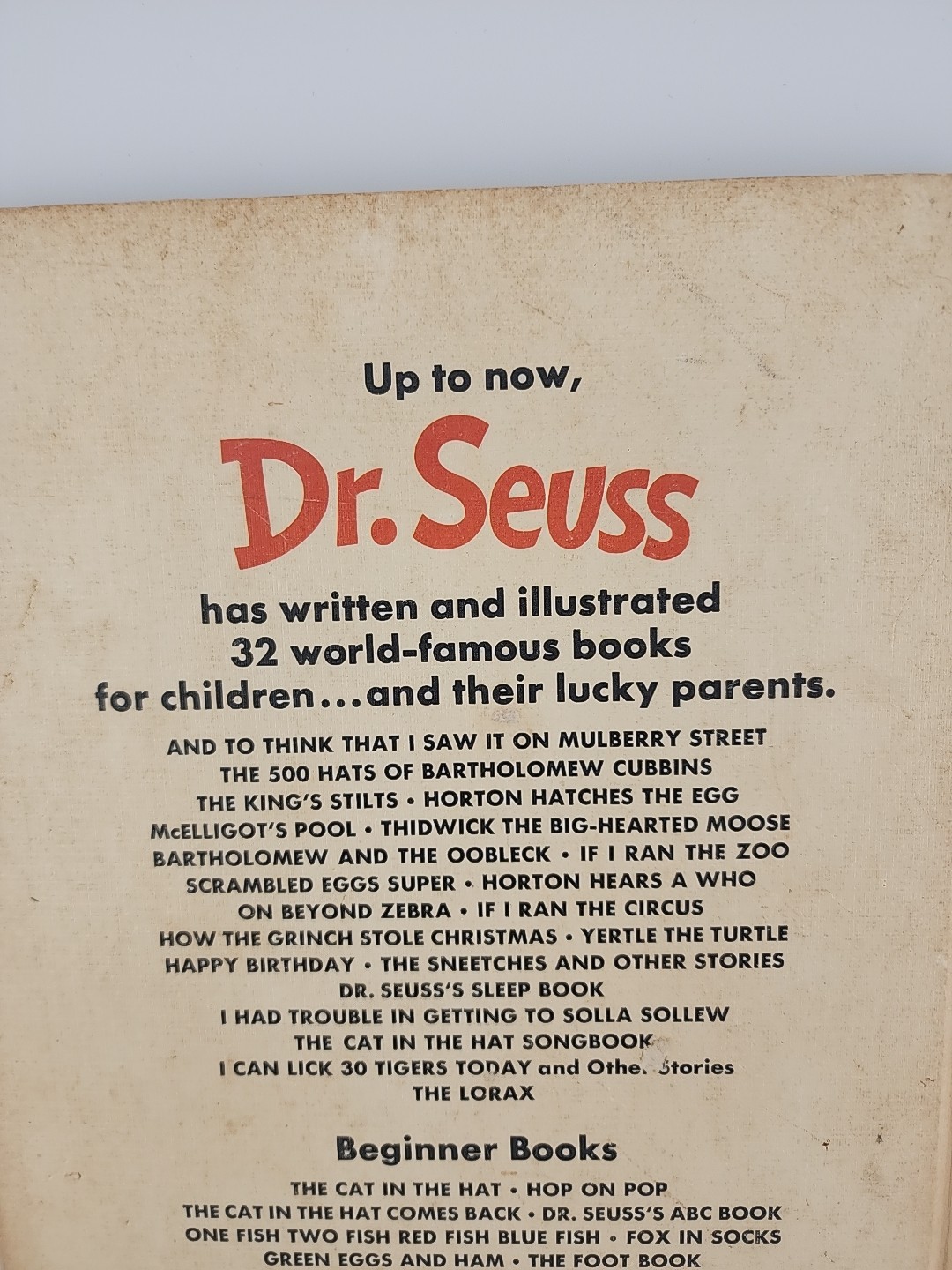 The Lorax Dr. Seuss 1971 First Edition 11.25 x 8.25 in Hardcover w/ Yellow Quote