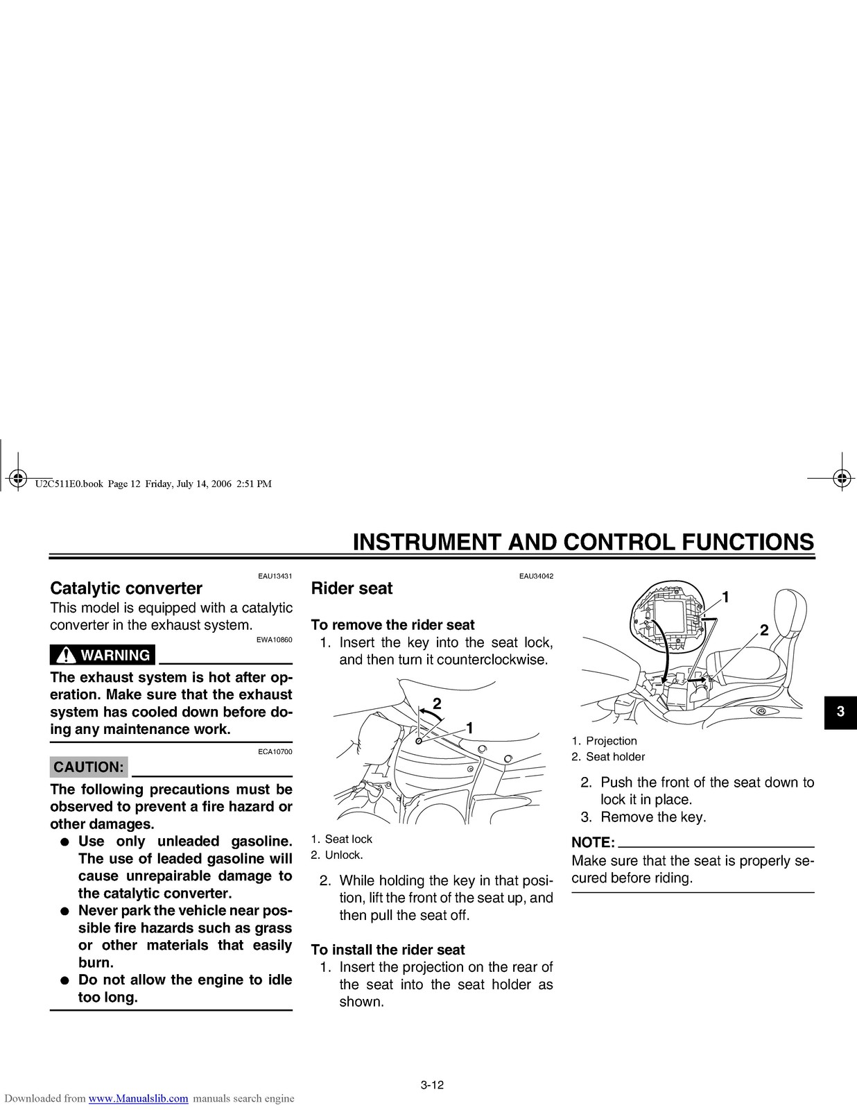 YAMAHA XV19CTSW XV19CTW XV19CTMW Owners Manual – STEEL WIRE BOUND – TOUGH COVERS