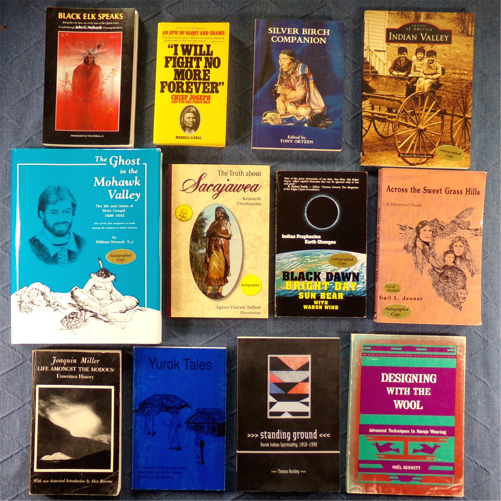 Native American Book Lot (12 Books, 5 Signed) Sioux Modoc Yurok Navajo Nez Perce