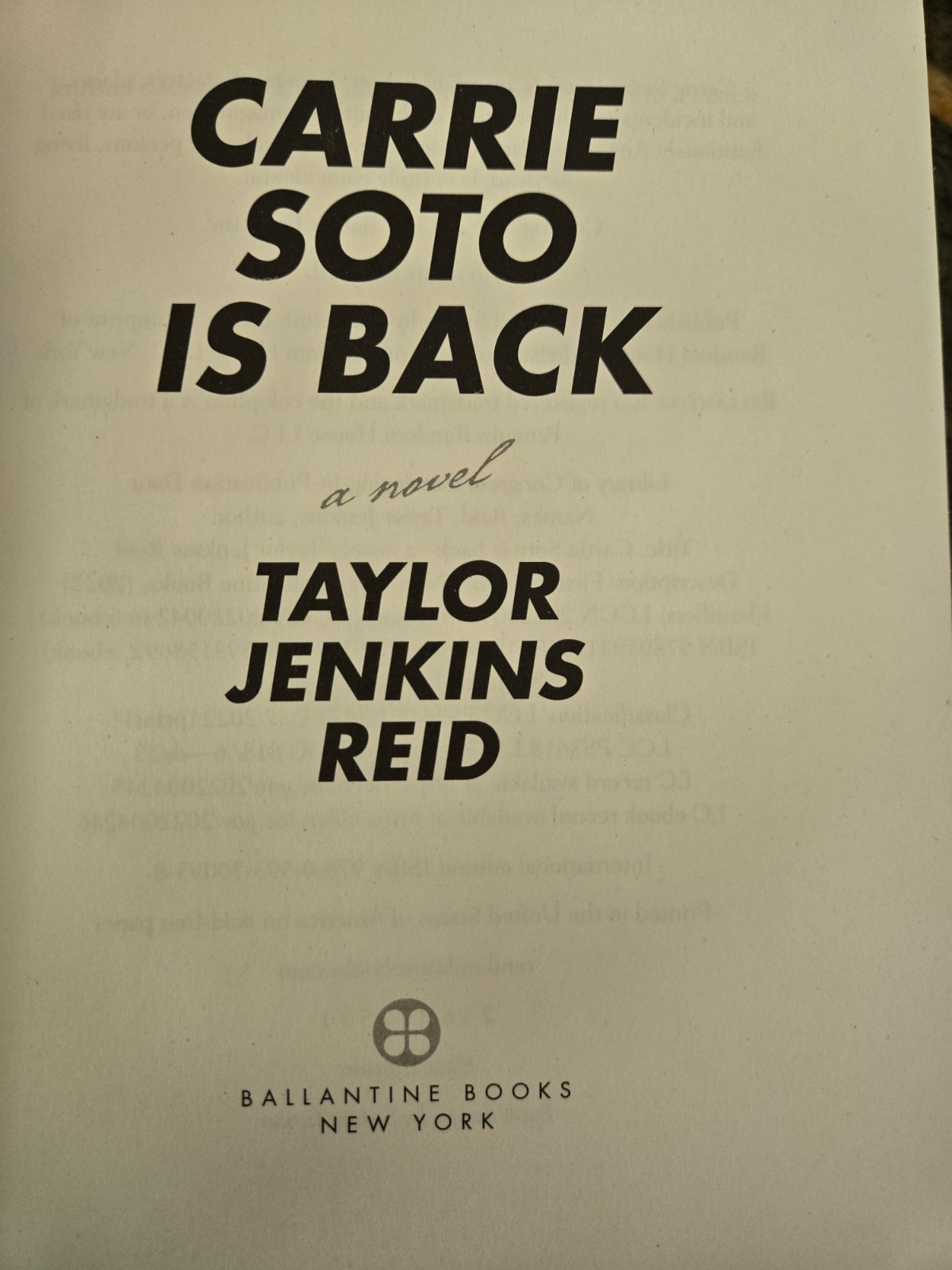 SIGNED Carrie Soto Is Back by Taylor Jenkins Reid 1st edition, HC/DJ/like new