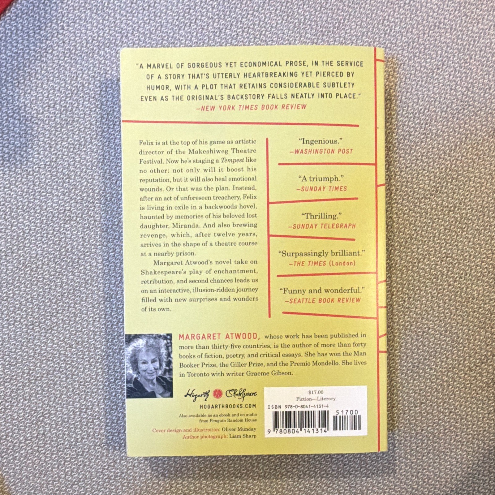 Margaret Atwood Hag-Seed Hogarth Shakespeare Series Paperback 2016 Retelling