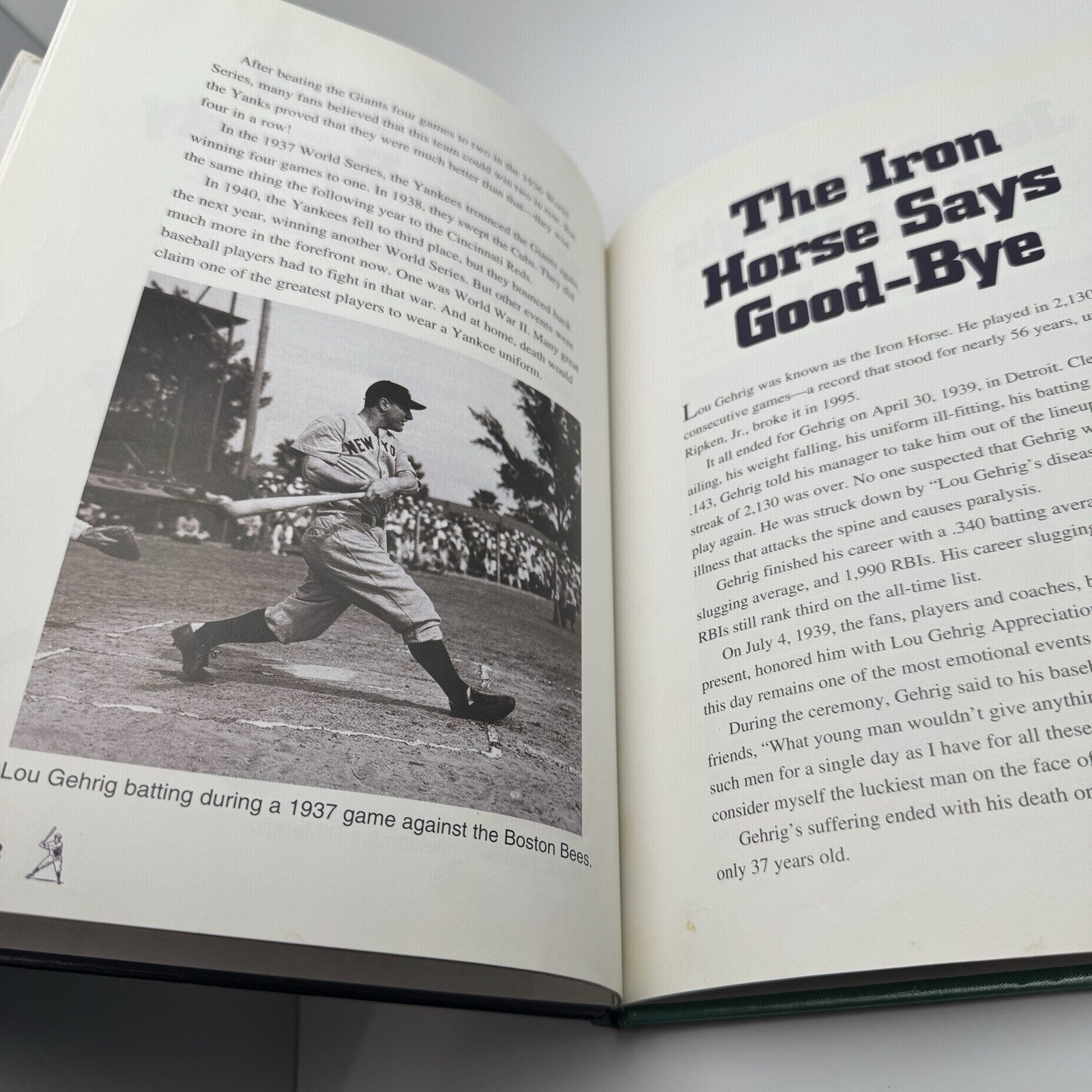 Lou Gehrig + New York Yankees Book MLB Baseball History ~ 2 Library Copy Books