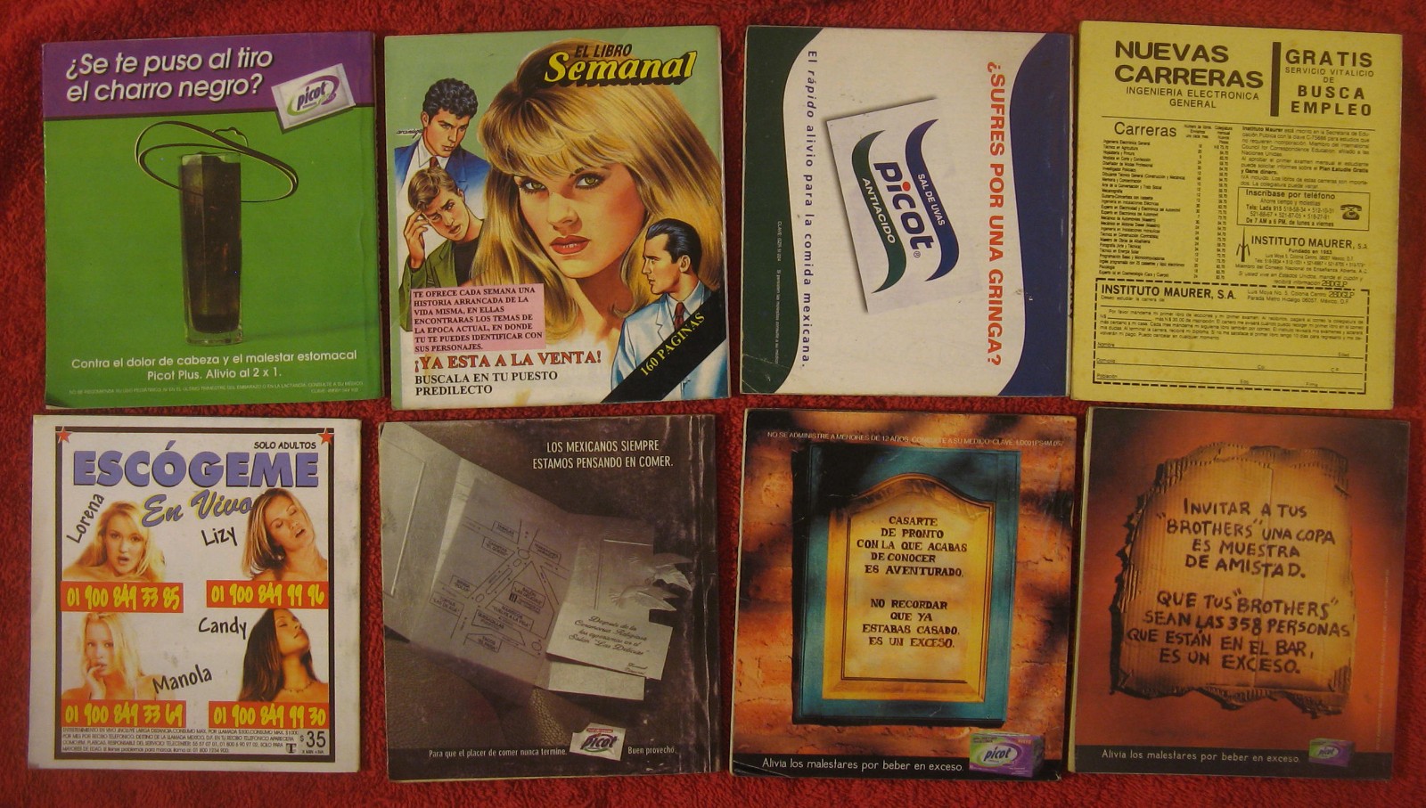 EL LIBRO POLICIACO – set de 8 novelas ilustradas, vintage Mexican pulp fiction