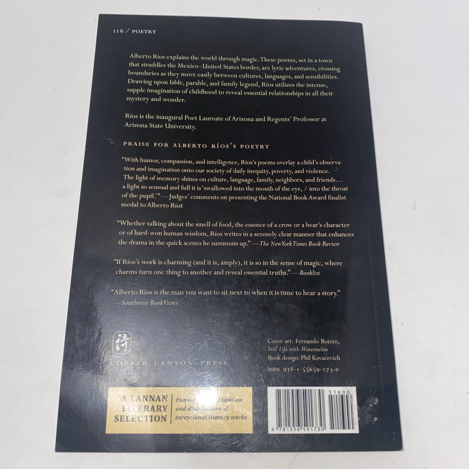 The Smallest Muscle in the Human Body Alberto Rios Poetry Book PB Copper Canyon
