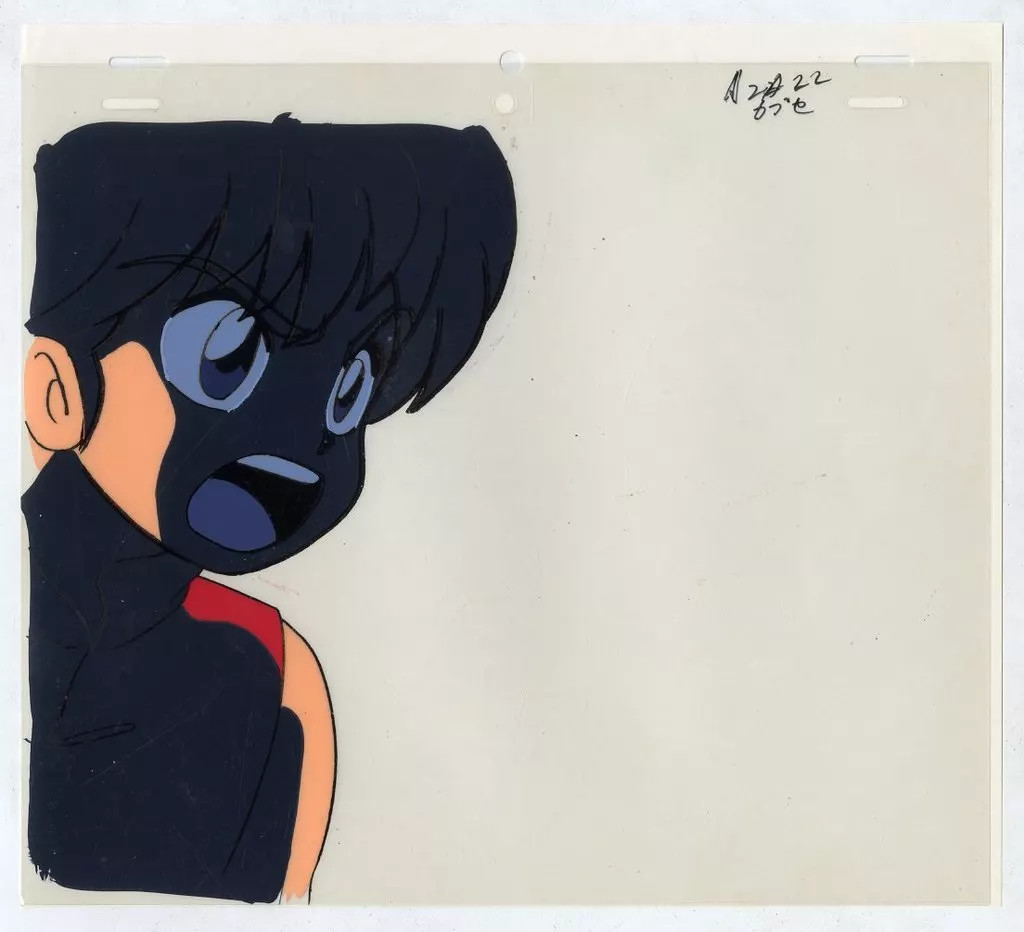 Ranma 1/2 Saotome Ranma Animation Cel w/ Mount 10.6×9.4in Vintage