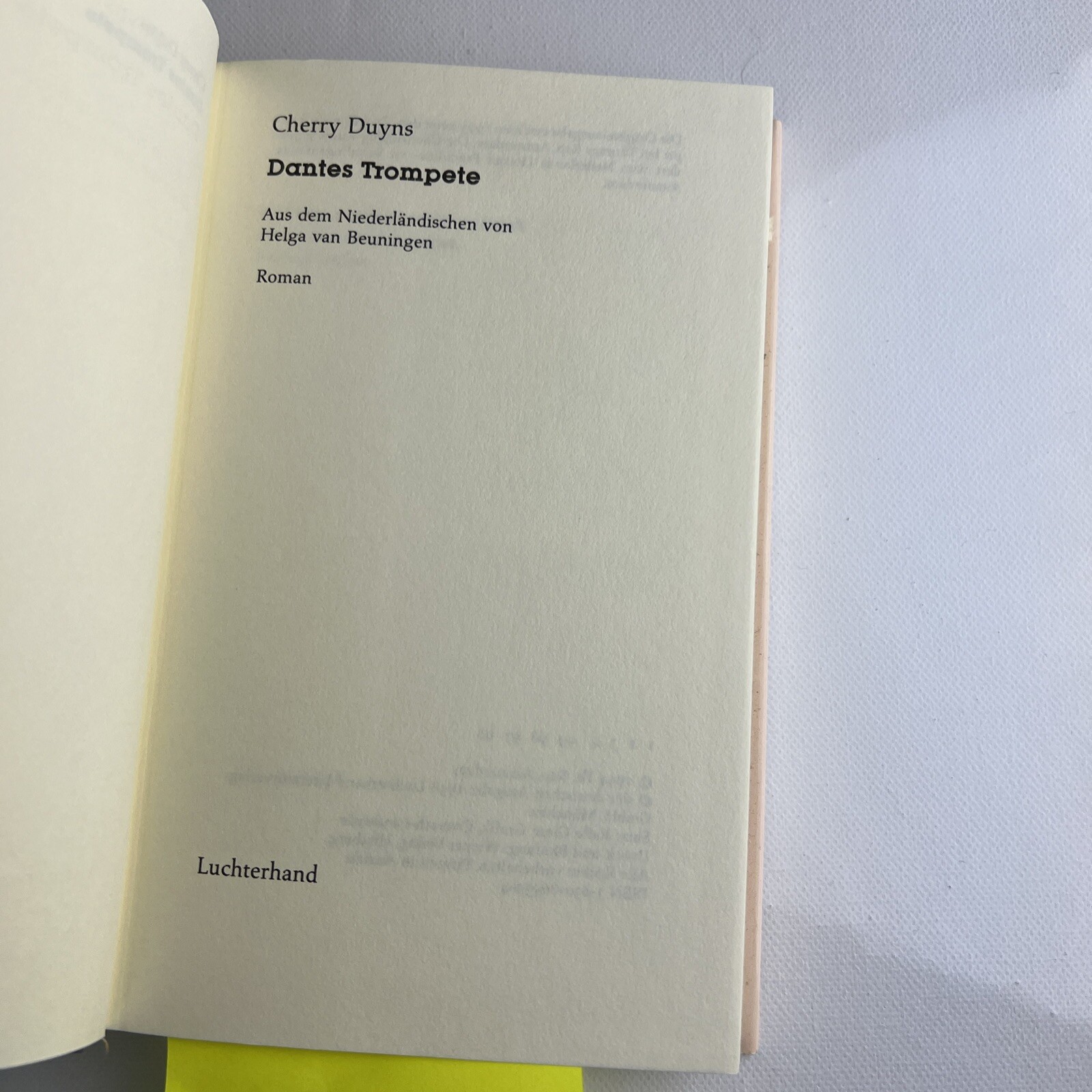 Cherry Duyns DANTES TROMPETE Roman HC