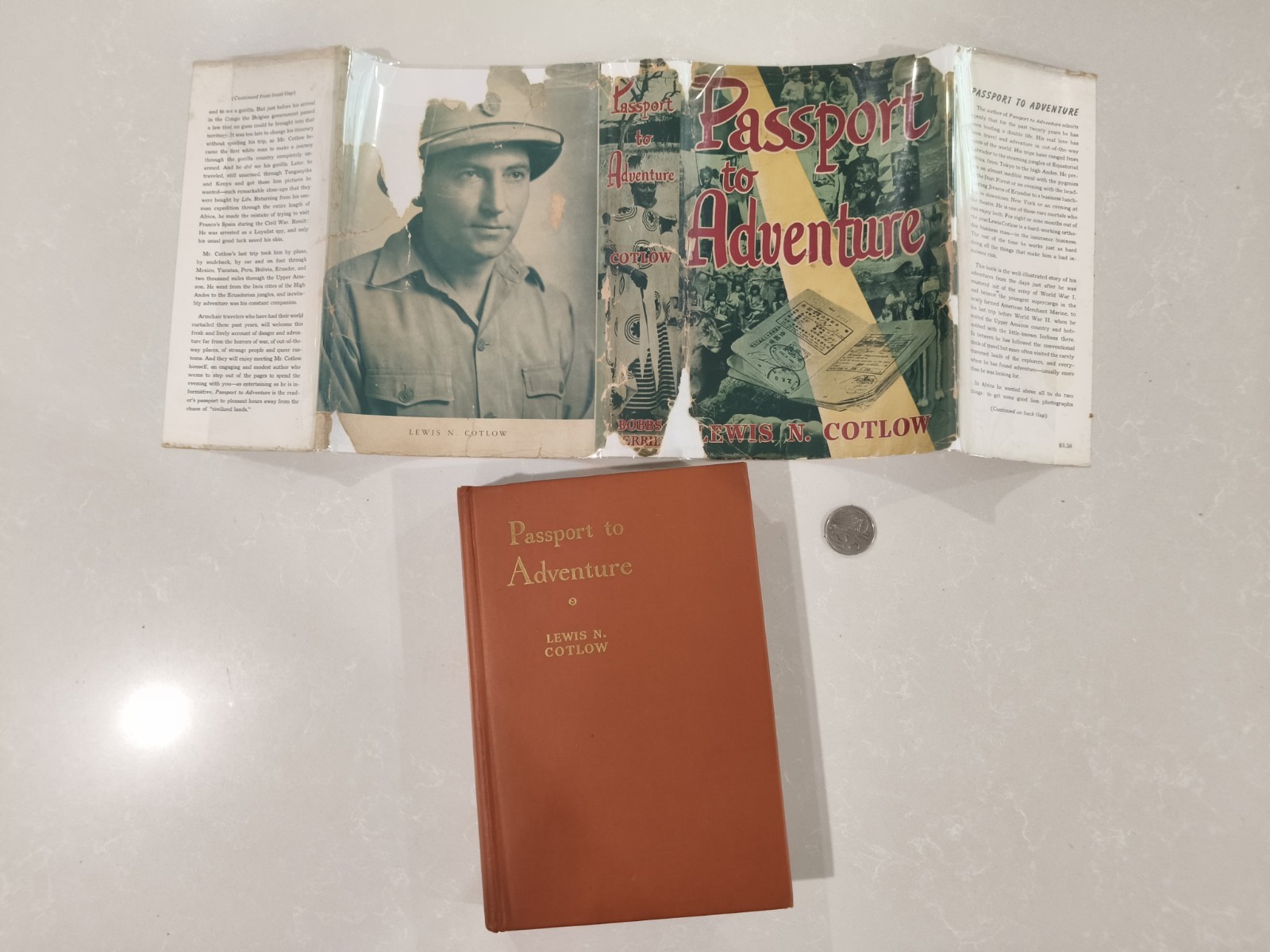 Inscribed 1942 First Edition Passport to Adventure Lewis N. Cotlow Hardcover