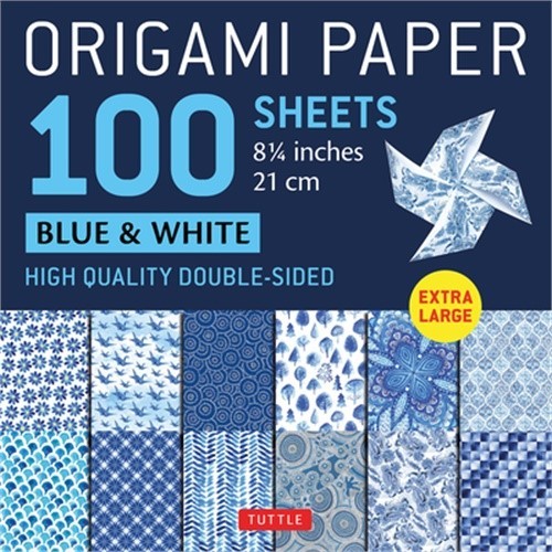 Origami Paper 100 Sheets Blue & White 8 1/4 (21 CM): Extra Large Double-Sided Or