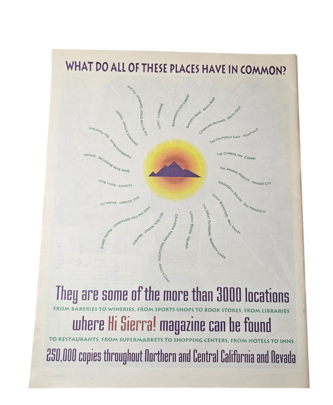 Hi Sierra Magazine of the Serra Nevada September 1993 Lake Tahoe CA Newspaper