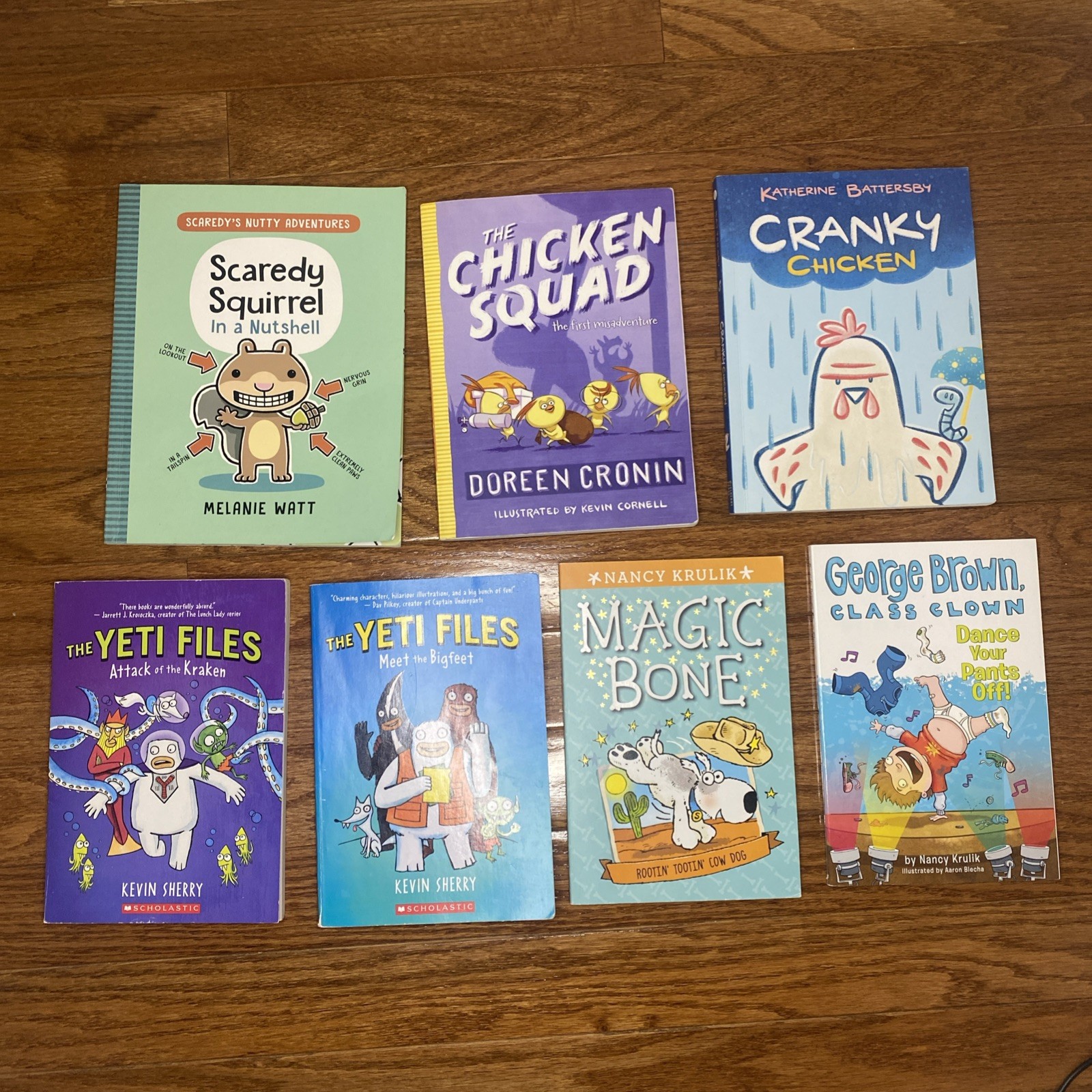 Lot of 7 Kids Children’s Books Ages 6-9 Yeti Files Cranky Chicken Squad Scaredy