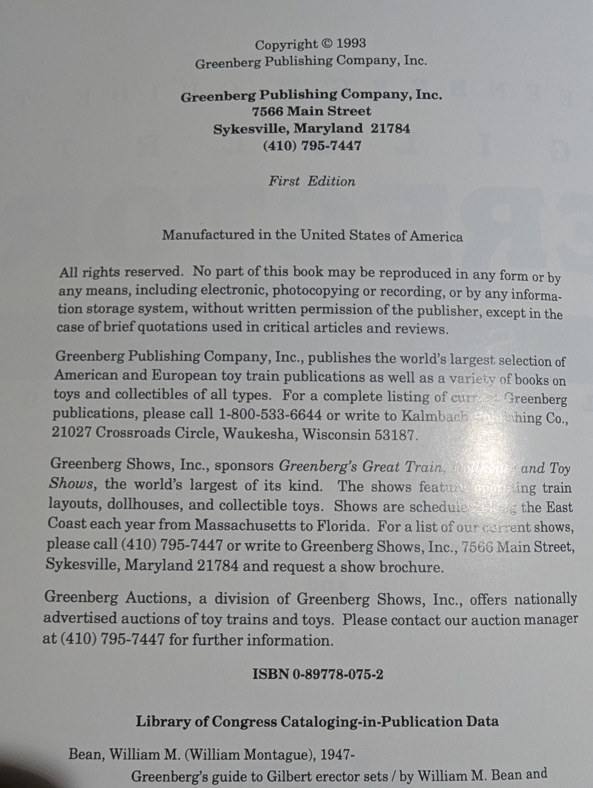 Greenberg’s Guide to Gilbert Erector Sets Volume One 1913-1932 1st Ed. 1993 HC