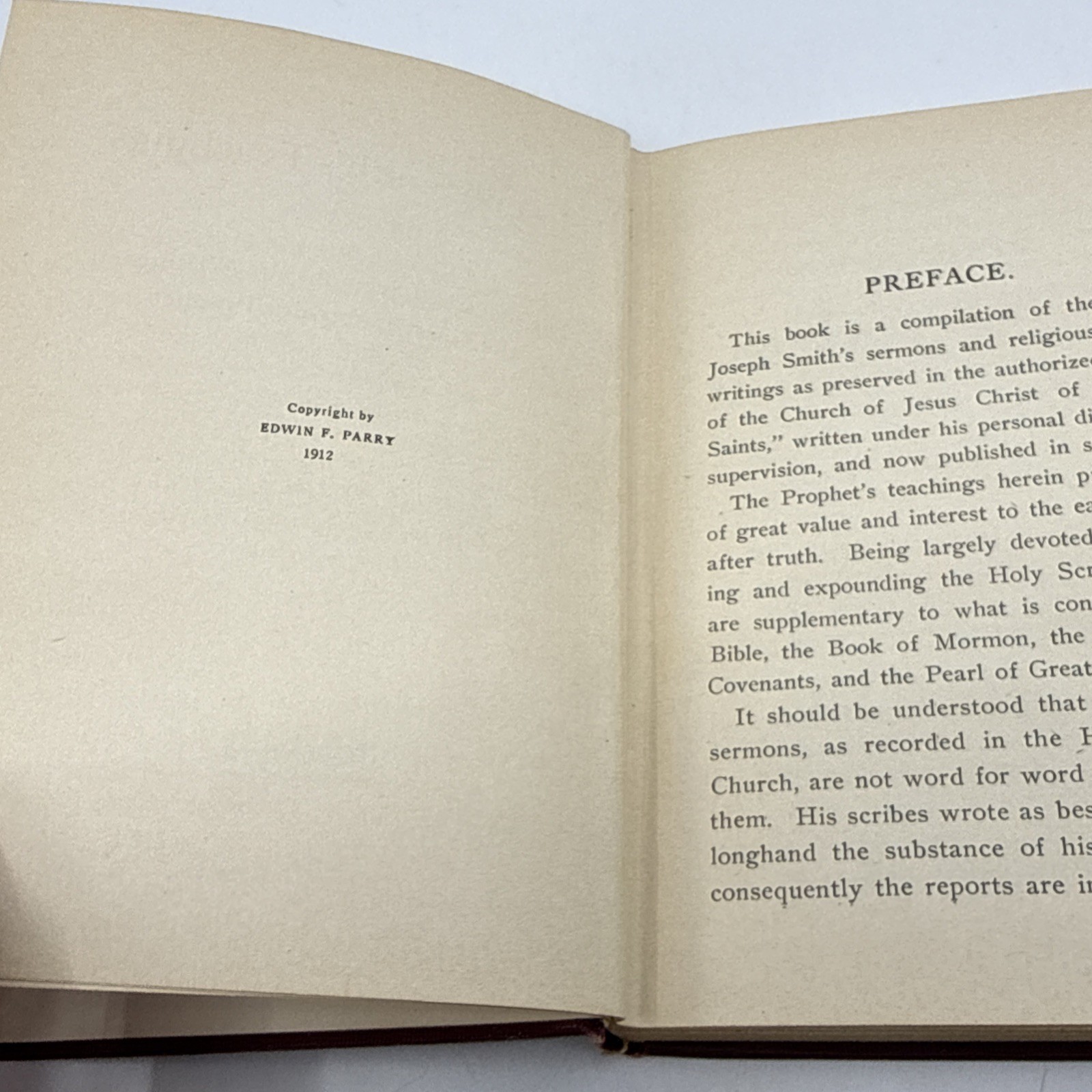 1912 Joseph Smith Teachings Classified Arrangement 1st Edition Edwin F Parry LDS