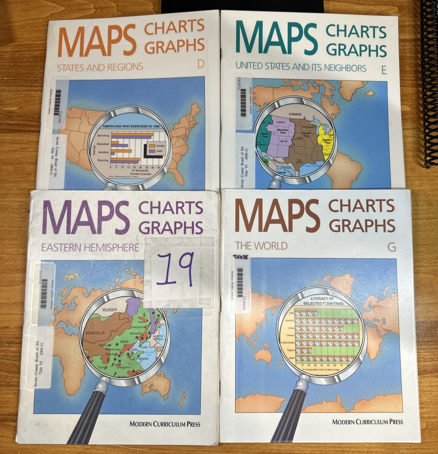 4 Maps Charts Graphs Levels D, E, F, and G Modern Curriculum Press US World pb