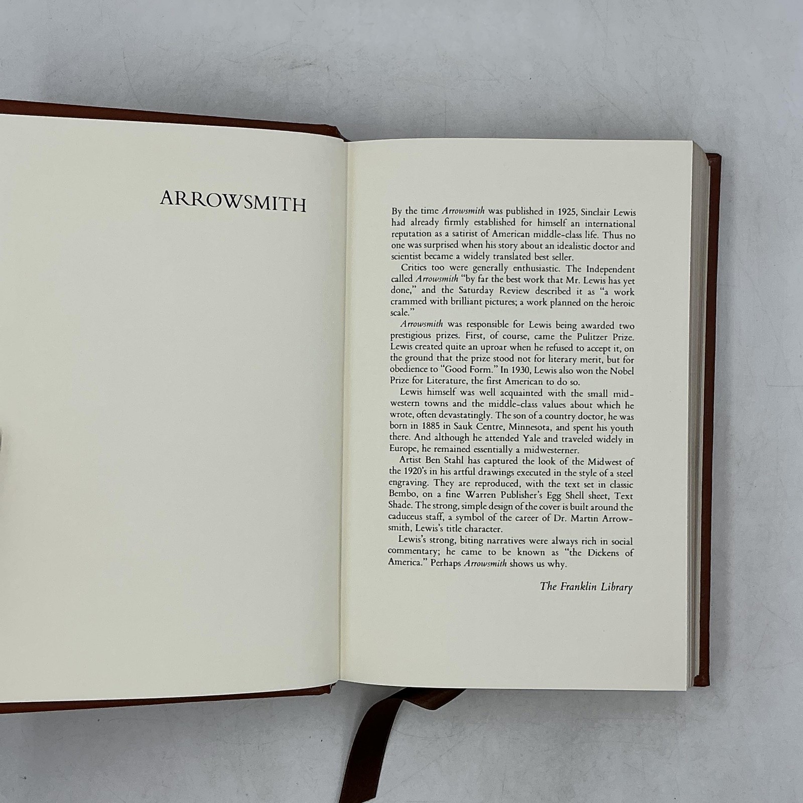Arrowsmith Sinclair Lewis The Franklin Library 1975 Limited Ed Leather Brown