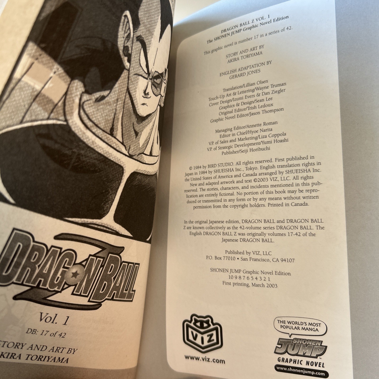 Dragon Ball Z Volume 1 – 1st Printing Edition Manga English Akira Toriyama
