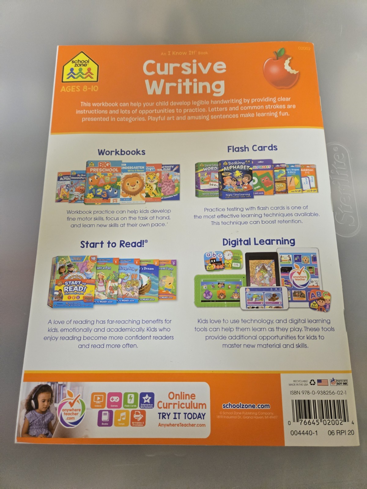 School Zone Cursive Writing Workbook: 32 Pages, 3rd Grade, 4th Grade,