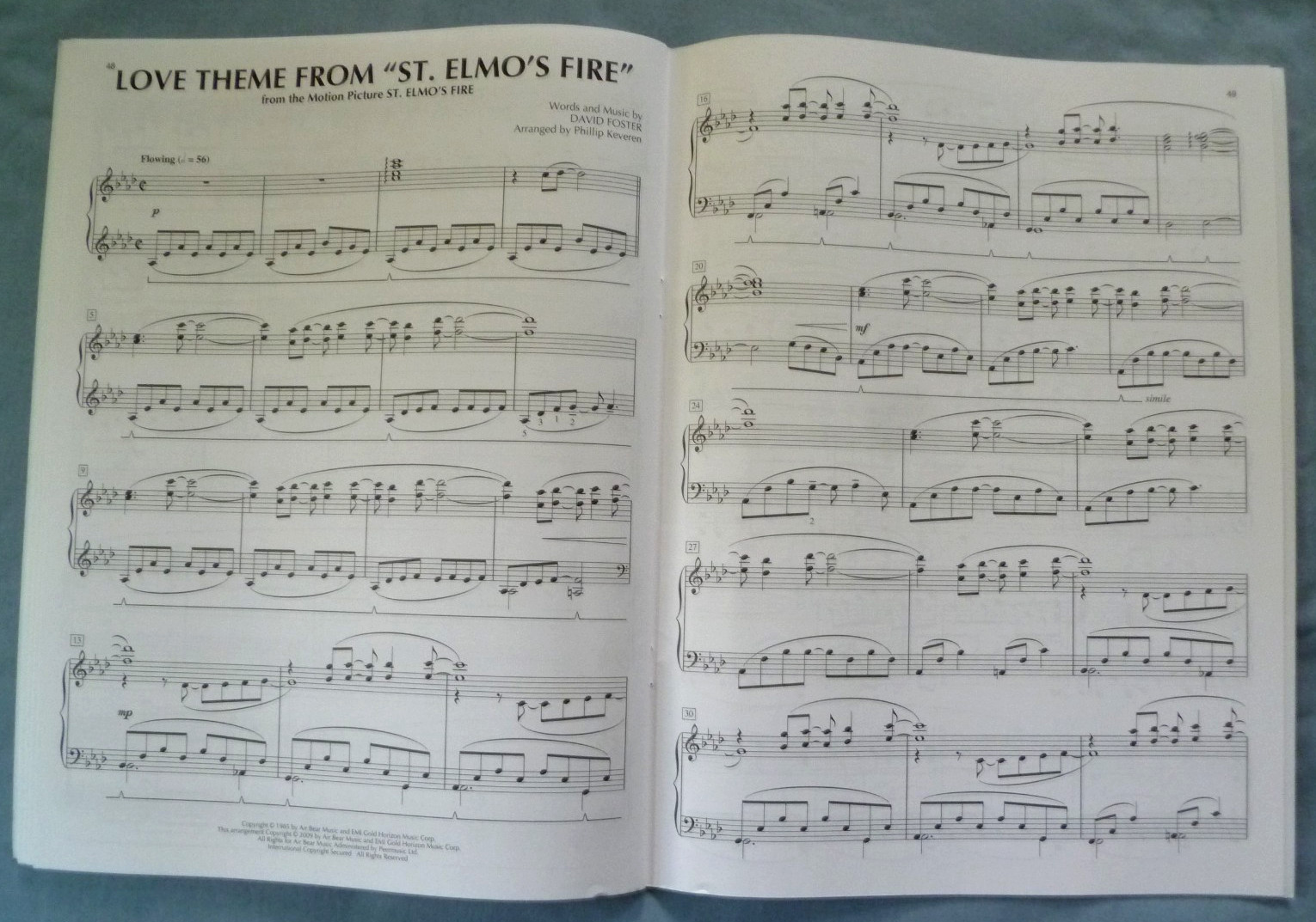 PHILLIP KEVEREN SERIES FILM SCORE COLLECTION, PIANO SOLO, 15 SONGS/56 PAGES