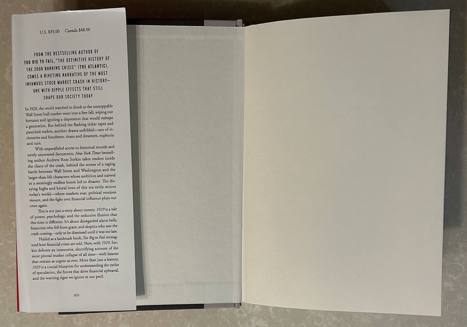 1929: Inside the Greatest Crash – Hardcover, by Sorkin Andrew Ross