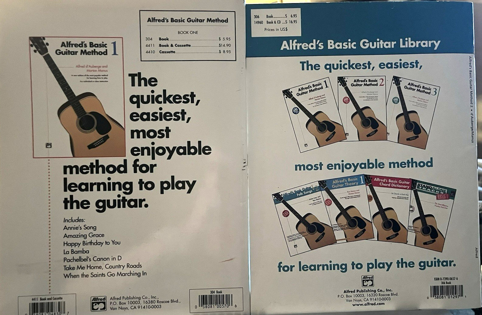 Alfred’s Basic Guitar Method Books 1 &2 by Alfred d’Auberge; Morton Manus New