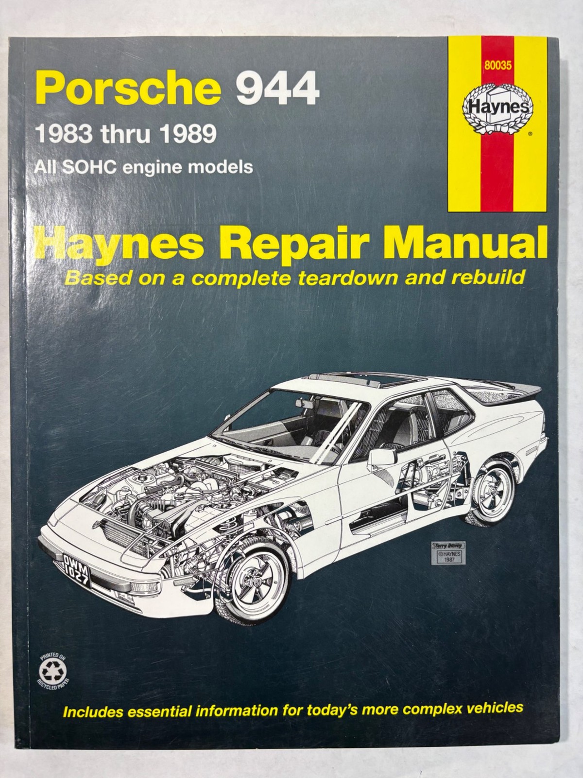 Haynes Porsche 944 Repair Manual 1983-1989 SOHC Engine Used Good Condition