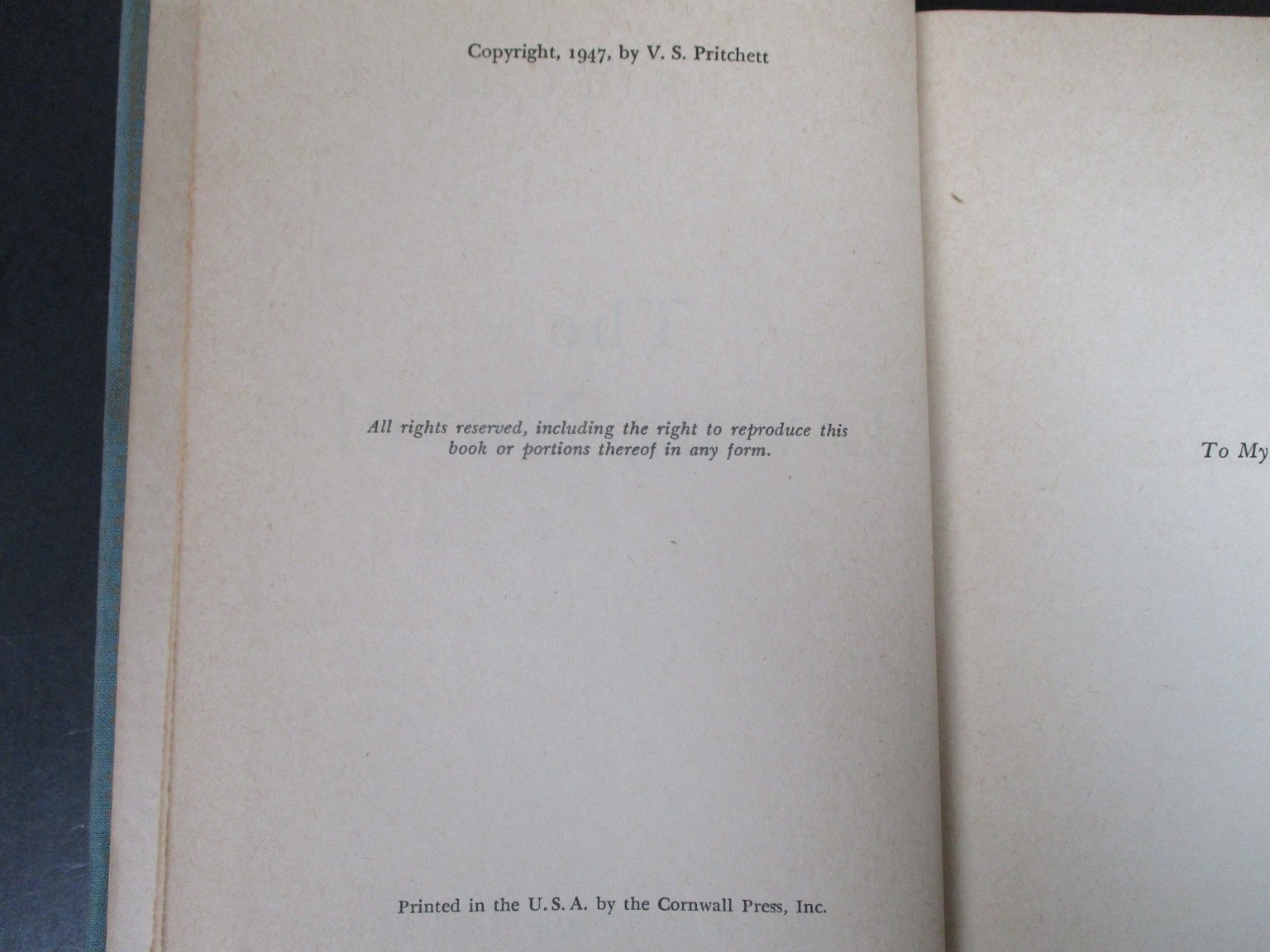 The Living Novel V. S. Pritchett 1947 Literary Criticism Reynal & Hitchcock HC